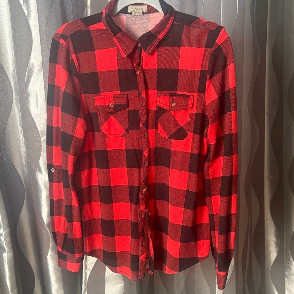 Passport Red and Black Plaid Button Down Shirt